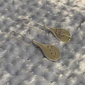 Silvertone Dandelion Hook Earrings